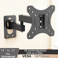 Soporte de pared para TV de movimiento completo con brazos articulados, giro, inclinación, extensión y rotación para la mayoría de televisores planos y curvos de 10 a 32 pulgadas