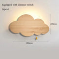 Lámpara de pared de nube con vetas de madera e interruptor regulador de intensidad LED, luz de pared para habitación infantil, guardería, dormitorio, lámparas de pared junto a la cama