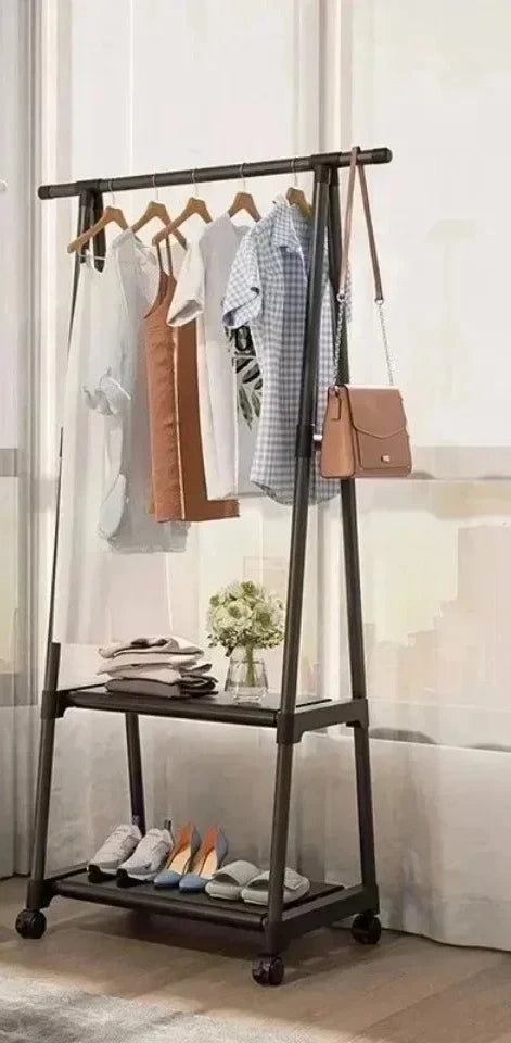 Estante para ropa multifuncional de pie, perchero móvil sencillo, perchero para dormitorio que ahorra espacio, organizador de ropa para el hogar