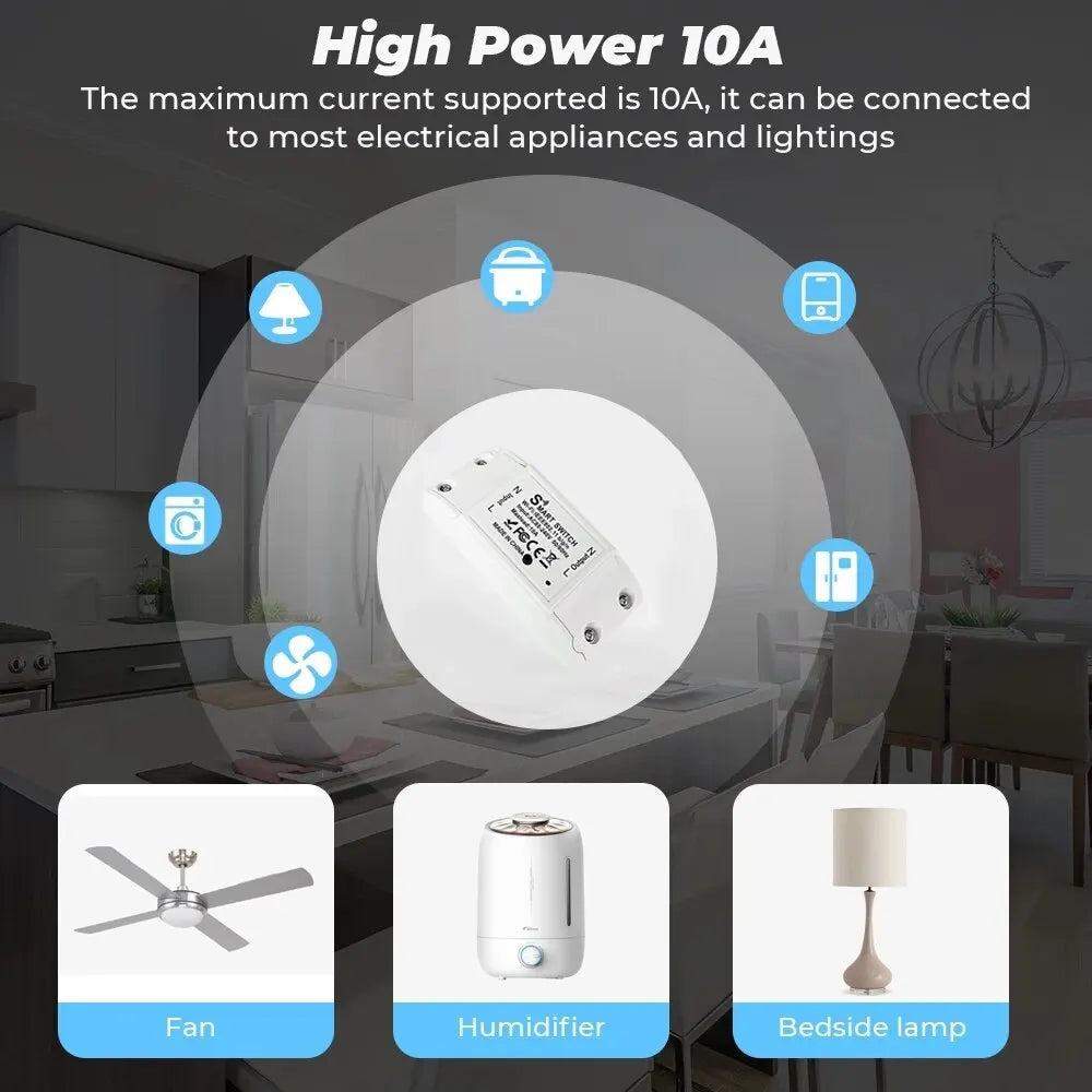 Módulo de relé de automatización inteligente para el hogar con interruptor WIFI Tuya Alexa Interruptor de temporización Control remoto inalámbrico de la aplicación Smartlife