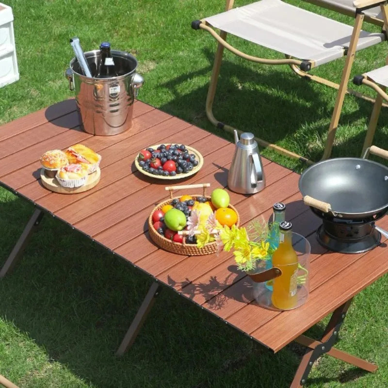Mesa de pícnic para exteriores, escritorio de aluminio ligero, mesa plegable resistente, portátil, para acampar, para uso en el jardín y fiestas