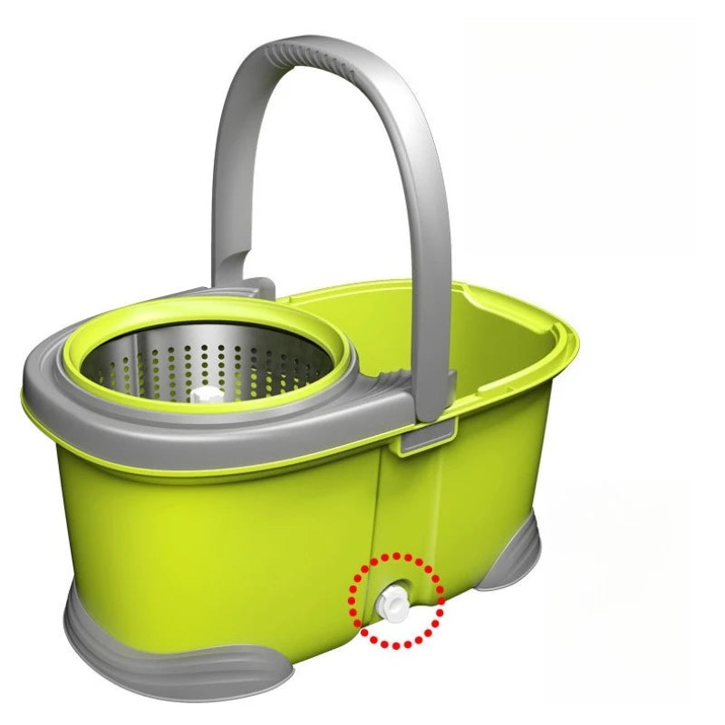 Cubeta de trapeador giratorio doble tracción, escurridor manos libres, juego de trapeador de microfibra, giro de 360°, autoescurridor a presión, fácil limpieza para pisos de hogar y cocina