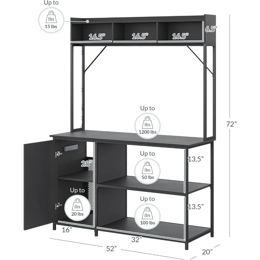 Mueble de 208-340 litros para acuario con luces LED, gabinete estriado para guardar accesorios de pecera, metal de alta resistencia y tomas de corriente