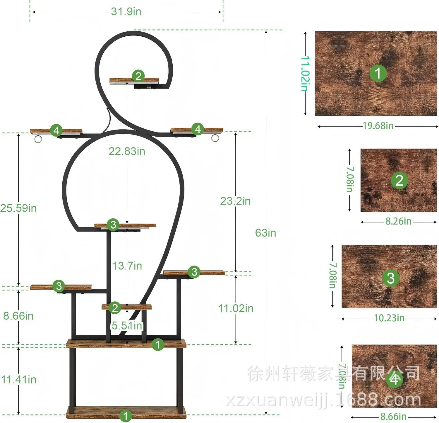 Flower stand indoor growth light multi-layer wrought iron living room balcony household green plant rack storage rack