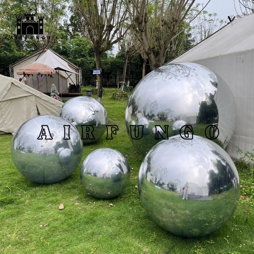 Bolas de espejo inflables grandes Airfungo KIT DE BOLA/ESFERA DE ESPEJO INFLABLE (INCLUYE BOMBA) - 4 TAMAÑOS / KIT DE 6 PIEZAS Personalización