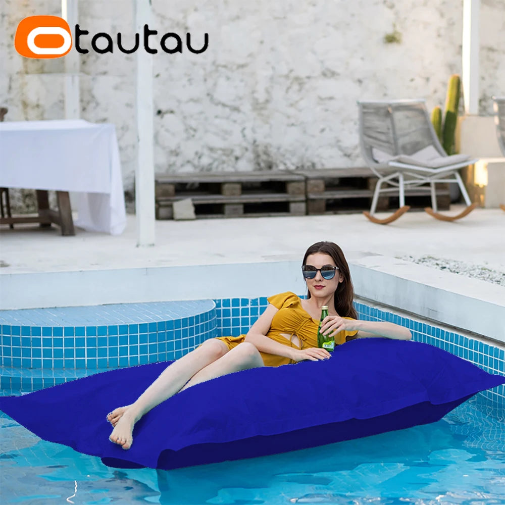 OTAUTAU Funda gigante de puf flotante de 1,8 m sin relleno para exteriores, piscina, almohada, jardín, playa, puf, salón, saco DD034