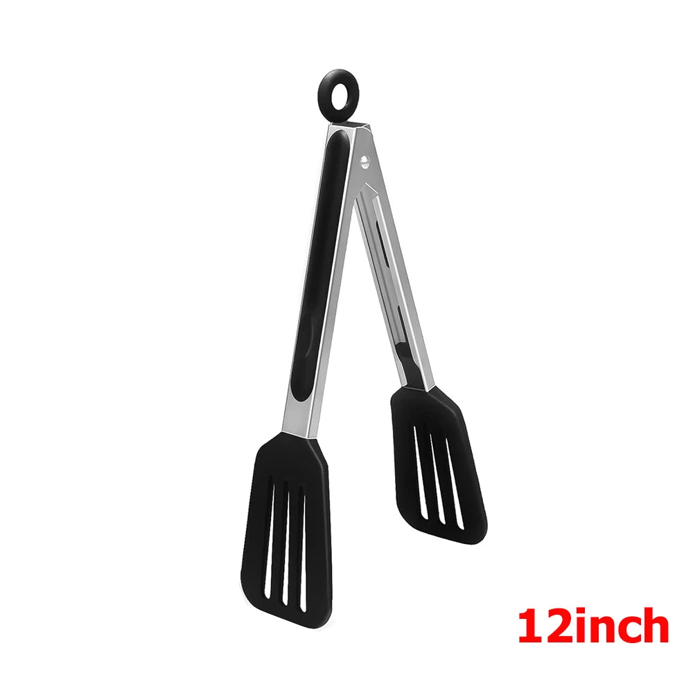 9 12 inch Kitchen Tongs For Cooking with Silicone Tips Heat Resistant Locking Cooking Tongs Non-Stick Food Tongs YY211