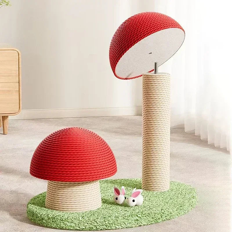 Bonito rascador para gatos, gatitos trepadores, diseño de seta, protege los muebles, divertido juguete para gatos, tabla rascadora de sisal duradero