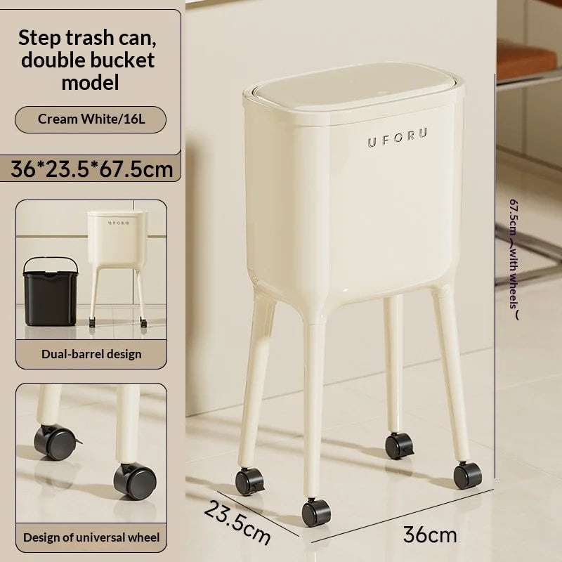 Cubos de basura - Bote de basura con pedal y tapa, gran capacidad, para cocina, baño, sala de estar, cierre suave, para el hogar