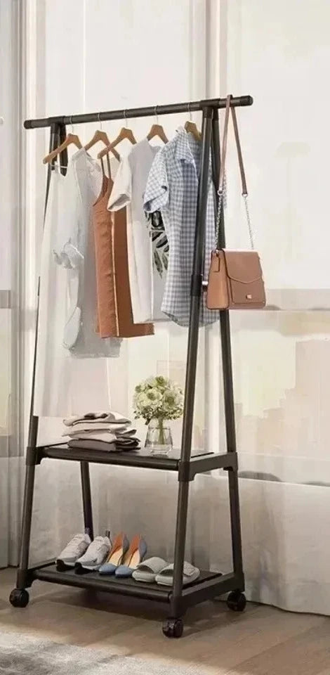 Estante para ropa multifuncional de pie, perchero móvil sencillo, perchero para dormitorio que ahorra espacio, organizador de ropa para el hogar
