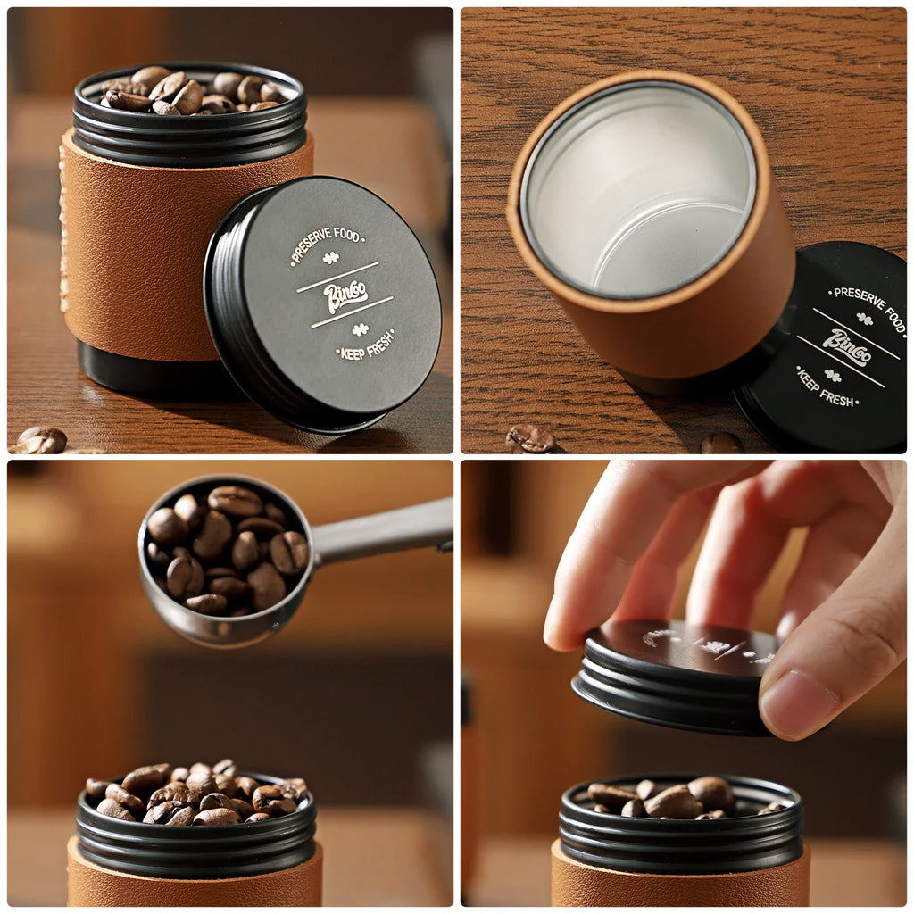 Bincoo Mini Botes de Café 2-unidades 80ML, Botellas de Almacenamiento Portátiles, Contenedores de Polvo de Café para Exteriores, Conservadores de Frescura Herméticos
