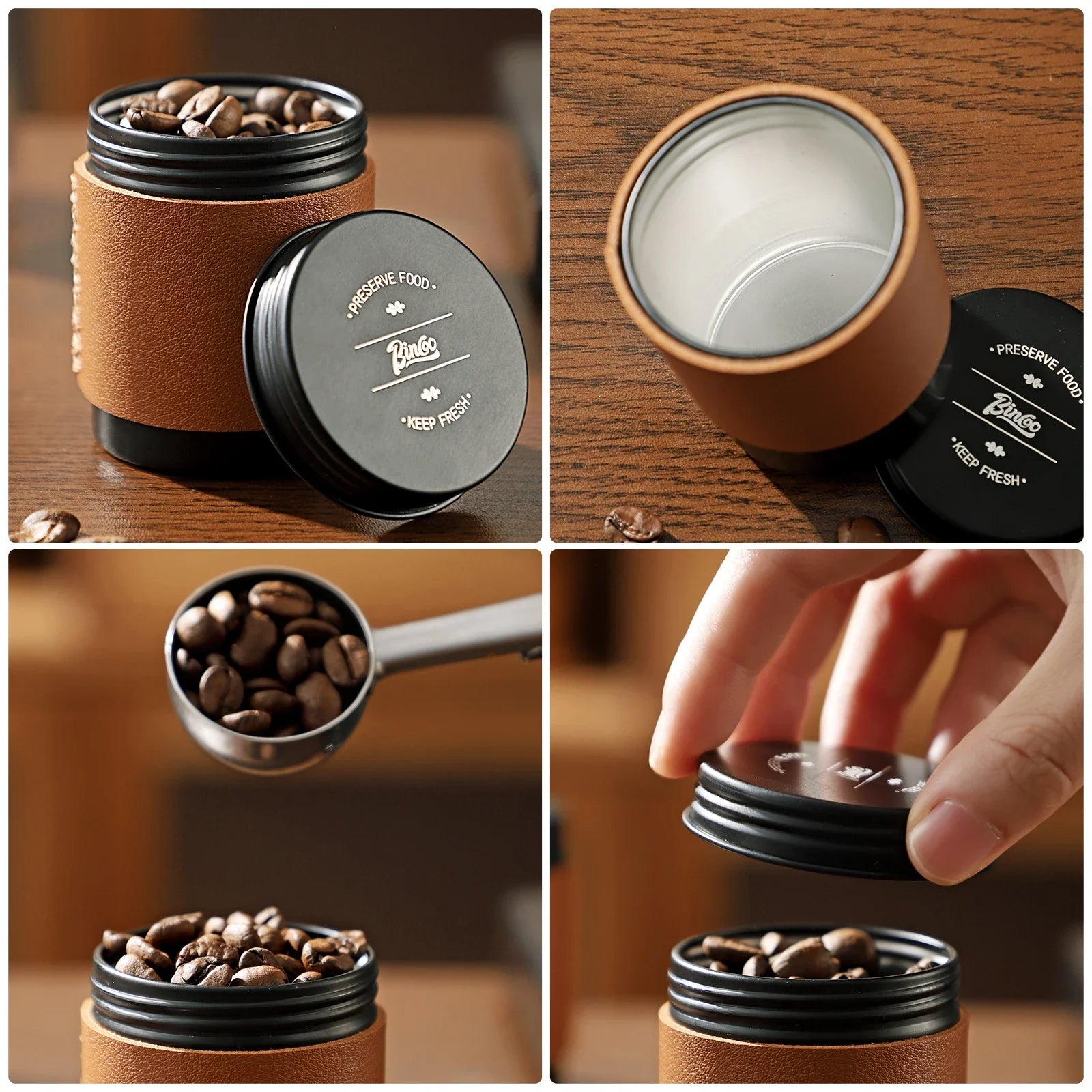 Bincoo Mini Botes de Café 2-unidades 80ML, Botellas de Almacenamiento Portátiles, Contenedores de Polvo de Café para Exteriores, Conservadores de Frescura Herméticos