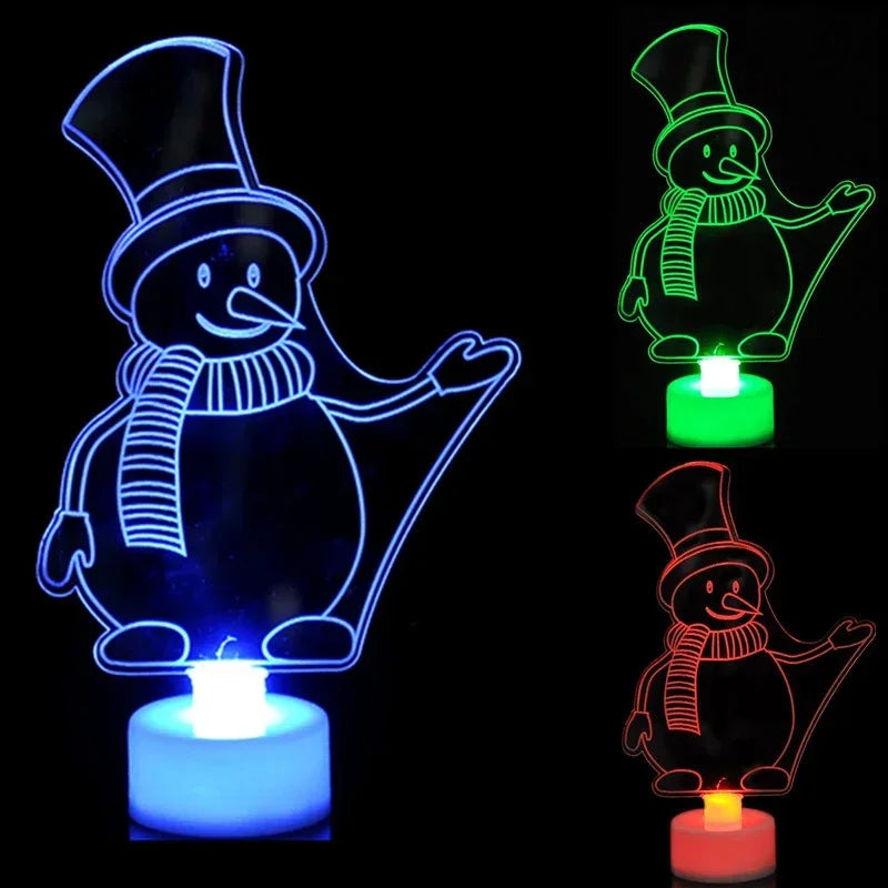 LED Mini Night Lights Colorful Flashing Lights Snowman Lamp Christmas Ornament Birthday Party New Year's Decor Festive Lighting