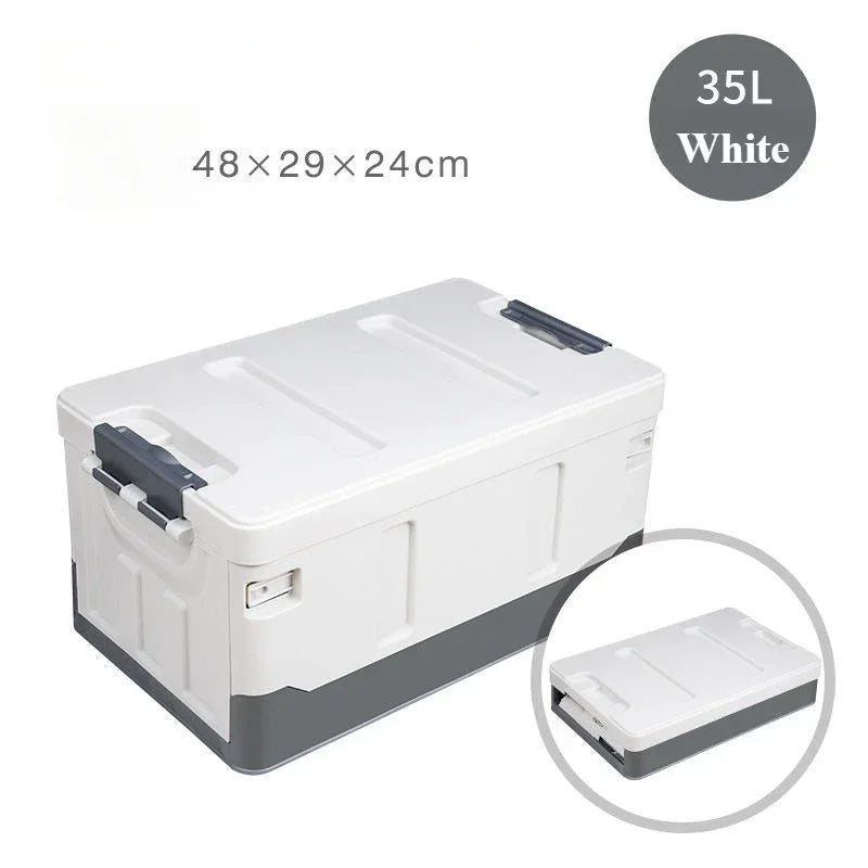 Caja de almacenamiento grande para camping, contenedor portátil impermeable para exteriores, organizador de maletero de coche duradero y multiusos plegable