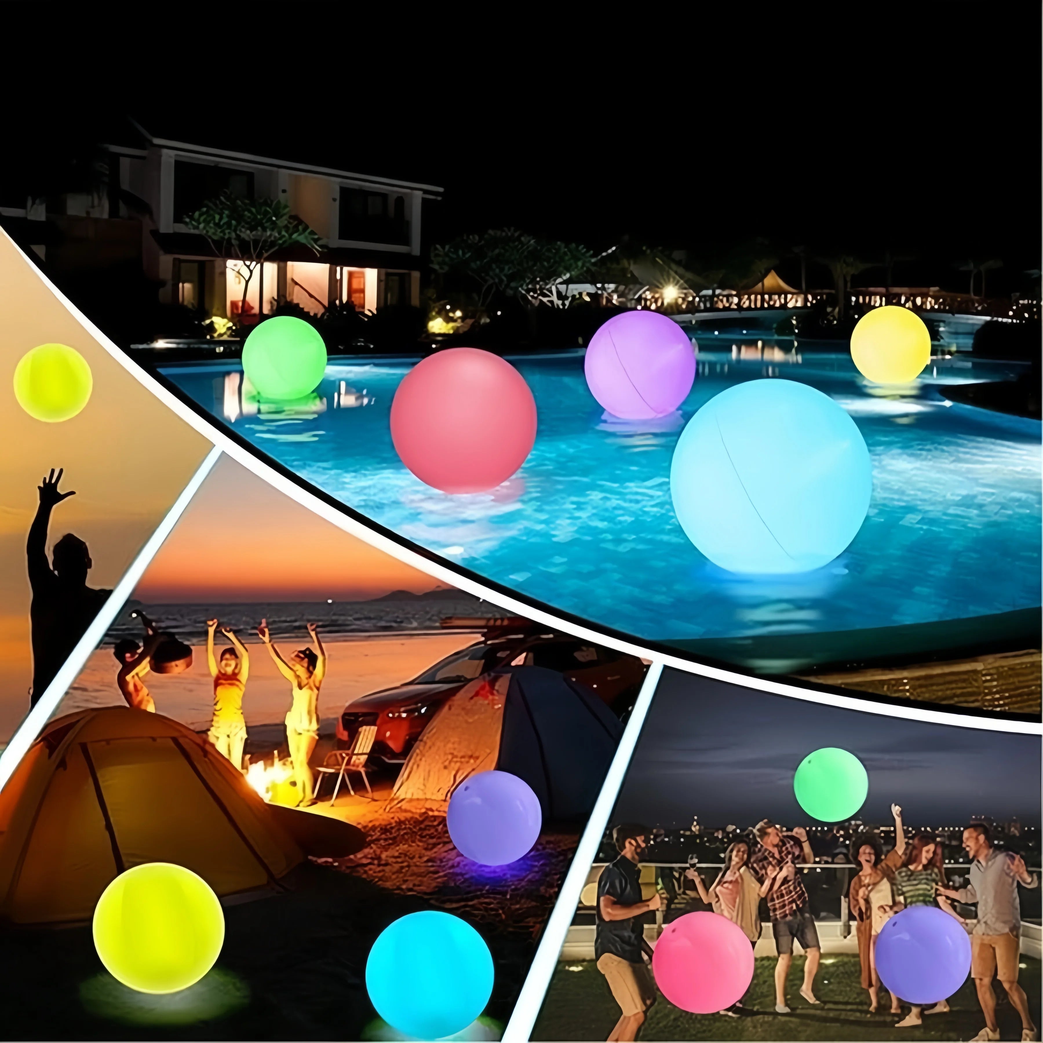 Pelota hinchable de piscina - 1 paquete de pelotas de playa iluminadas con 8 modos de luz, pelotas de juego de piscina y playa para actividades al aire libre o en interiores