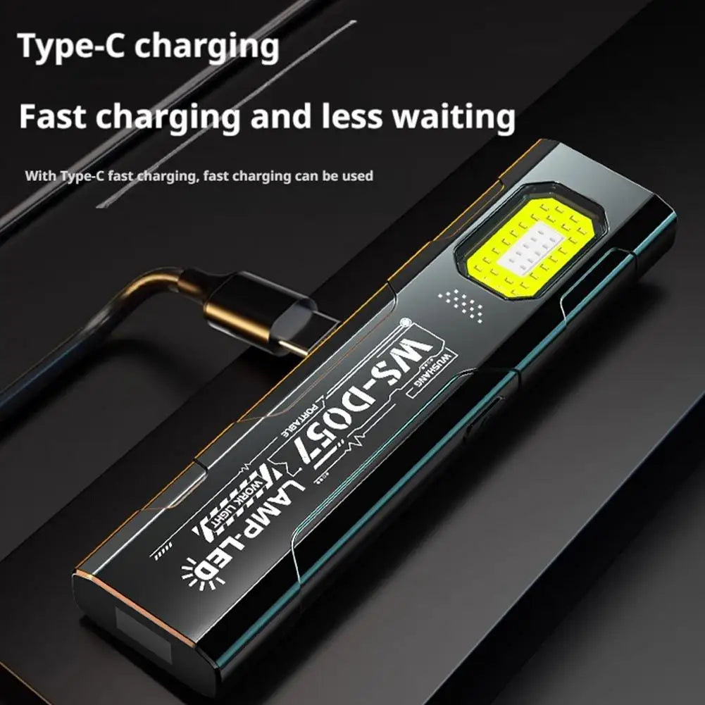 Potente Linterna EDC de 550 lúmenes recargable por USB-C, antorcha portátil con luces COB rojas y azules, linterna portátil para exteriores con clip para bolígrafo
