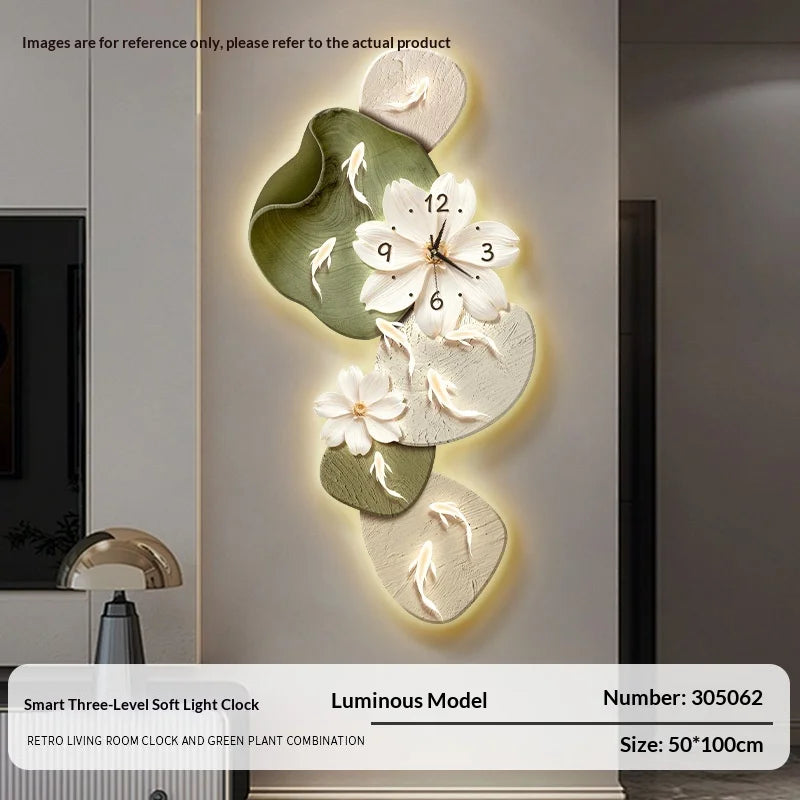 Reloj de Pared Moderno Minimalista Nueve Peces Koi Grande Silencioso Decoración del Hogar Sala de Estar Dormitorio Fondo de TV Sin Perforaciones
