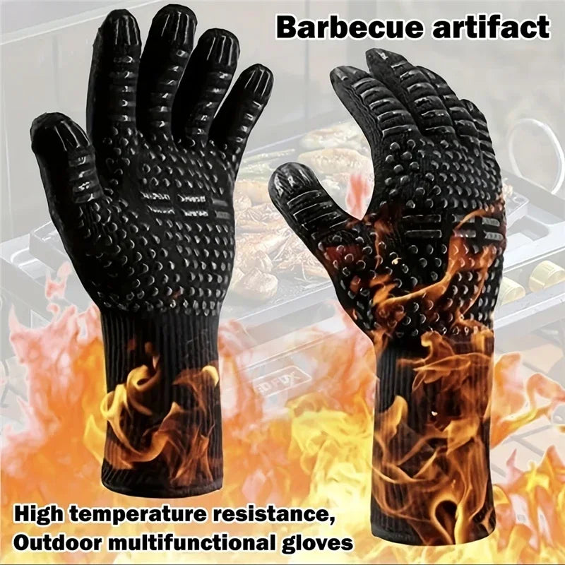 Guantes de barbacoa One Piece, guantes de horno resistentes a altas temperaturas de 500-800 grados, guantes de microondas ignífugos y aislantes del calor para barbacoa