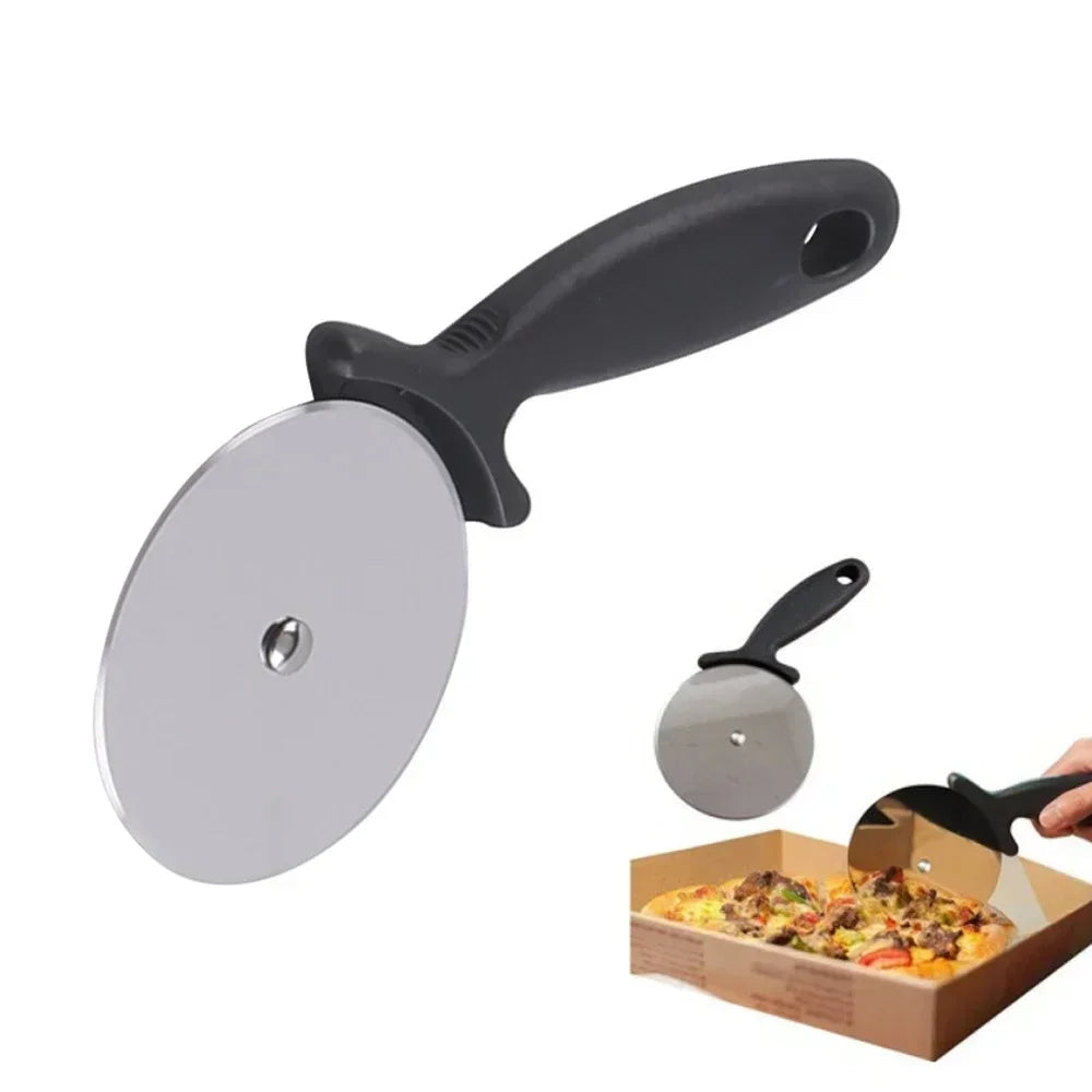 Accesorios de cocina de cortador de pizza nuevos, cortador de masa de acero inoxidable, cuchillo de pizza, cortador de galletas, rueda de rodillo para pastel, corte con tijera