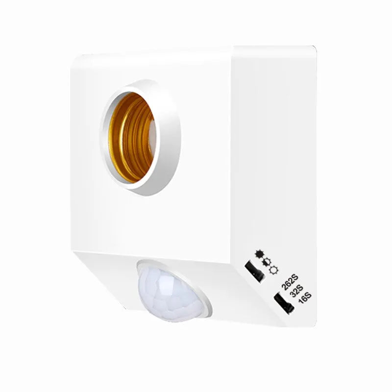 Portalámparas E27 inteligente 85V-265V 100W con Sensor de Movimiento PIR por Inducción Infrarroja y Control de Luz, Adaptador para Bombilla
