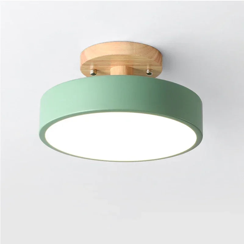 Lámparas de techo nórdicas para vestíbulo, balcón, madera redonda, guardarropa, comedor, estudio, dormitorio, baño, iluminación industrial