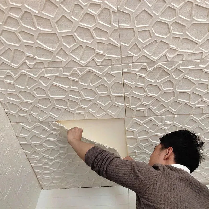 5-20 unidades 35*35cm Techo 3D Decoración Hogar Dormitorio Fondo Papel Tapiz Adhesivo Impermeable Pegatinas de Pared Anticolisión