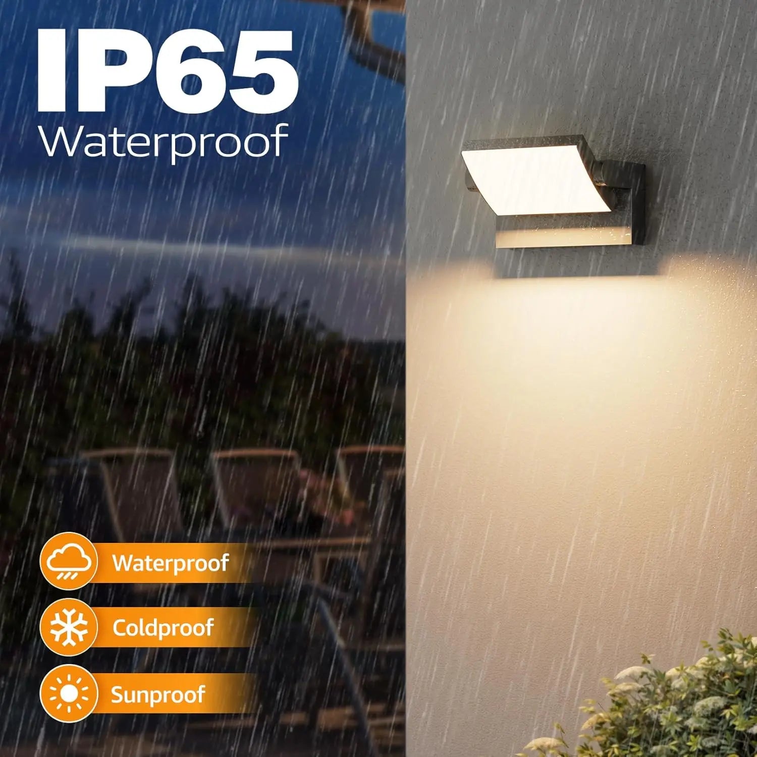 Lámpara de pared exterior impermeable IP65 con sensor de movimiento 18W LED 1500LM aplique de pared, luces para porche, balcón, jardín, iluminación exterior