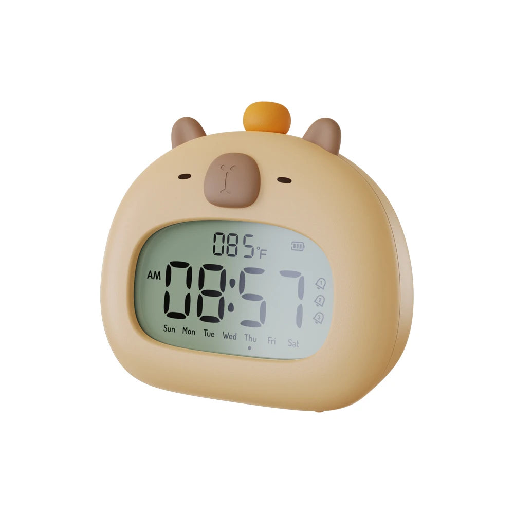 Luz de Noche LED Capibara Lindo Reloj Despertador Capibara Recargable USB Temporizador Decoración de Escritorio Adornos de Reloj Despertador Regalo para Niños