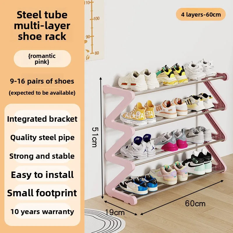 Zapatero sencillo Estante de almacenamiento multifuncional Zapatero en forma de Z multicapa Zapatero para dormitorio doméstico