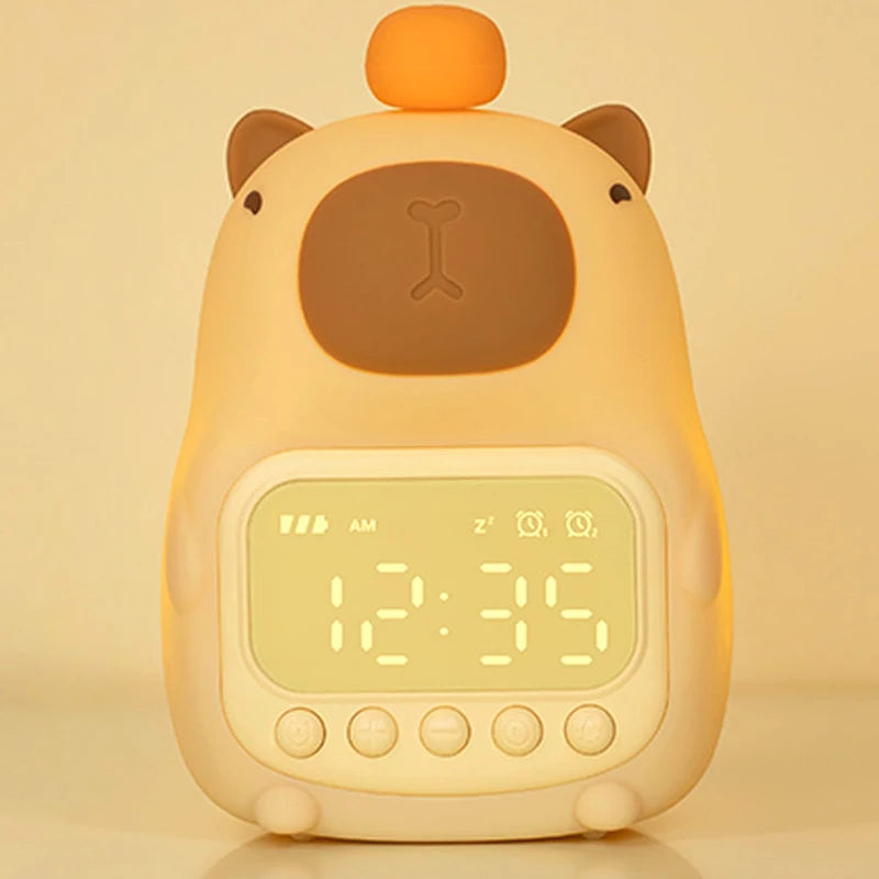 Luz de Noche Capybara Despertador para Niños Lámpara de Noche con Forma Bonita Carga Temporizador Función de Repetición Iluminación Decoración de Escritorio Regalo para Niños