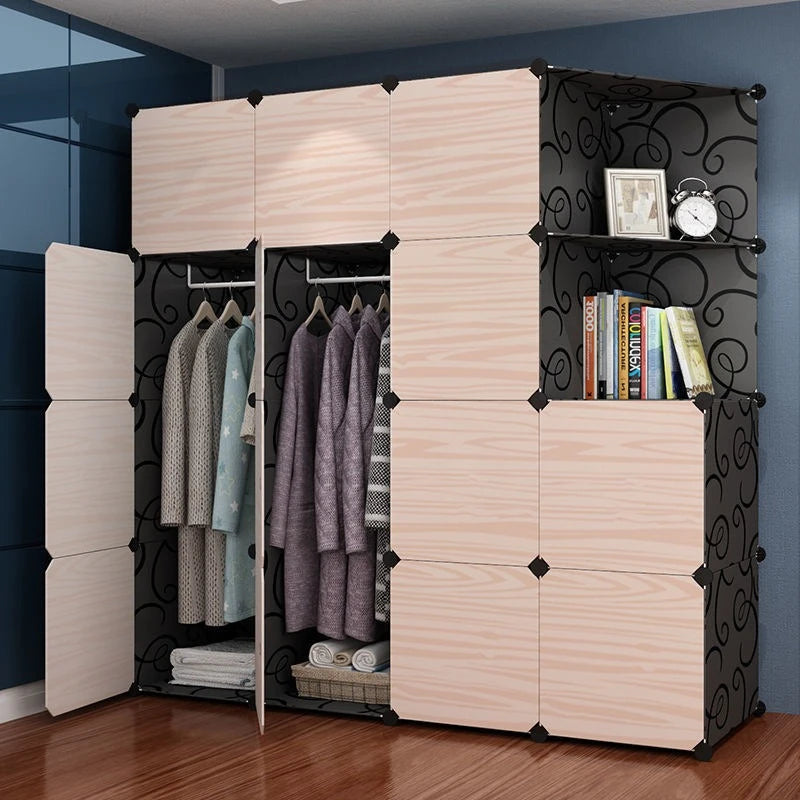 Armario de tela portátil de fácil montaje, organizador de ropa, armario de almacenamiento para dormitorio de alquiler, muebles ligeros y duraderos