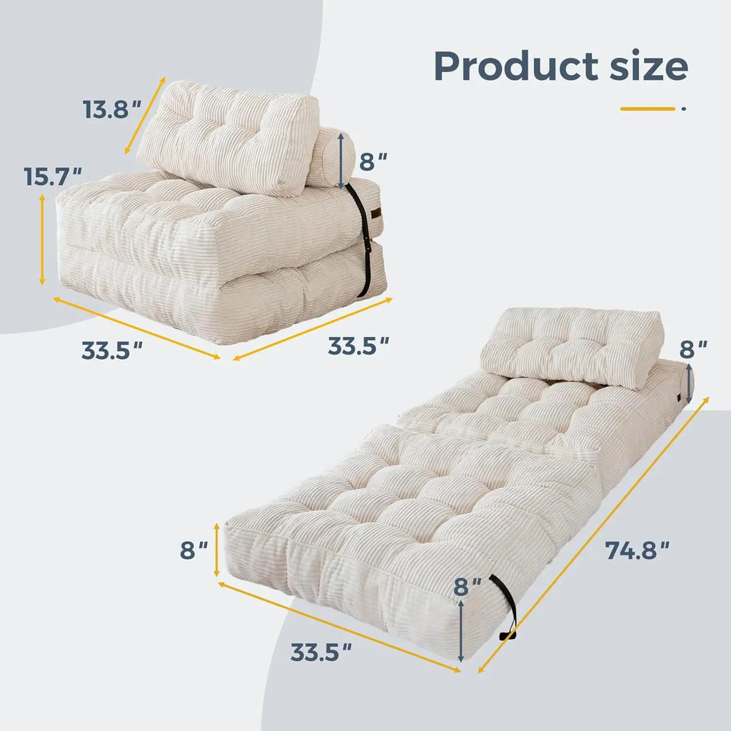 Sofá Modular Esquinero Plegable de Tela Sencillo con Compresión al Vacío, Sofá Cama Nórdico Multifuncional para Salón o Dormitorio Decoración