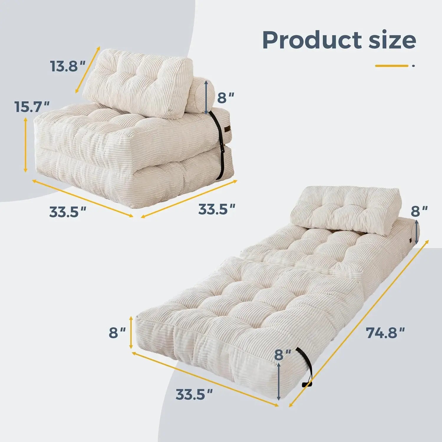 Sofá Modular Esquinero Plegable de Tela Sencillo con Compresión al Vacío, Sofá Cama Nórdico Multifuncional para Salón o Dormitorio Decoración