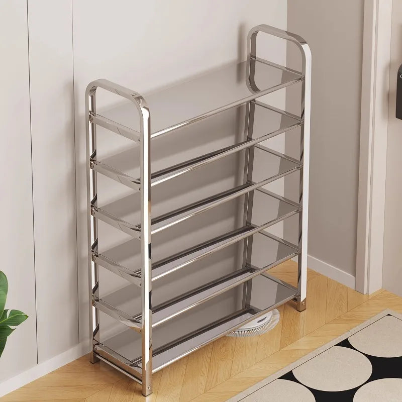 Zapatero de acero inoxidable engrosado, para pasillo familiar, dormitorio estudiantil, habitación de alquiler, zapatero