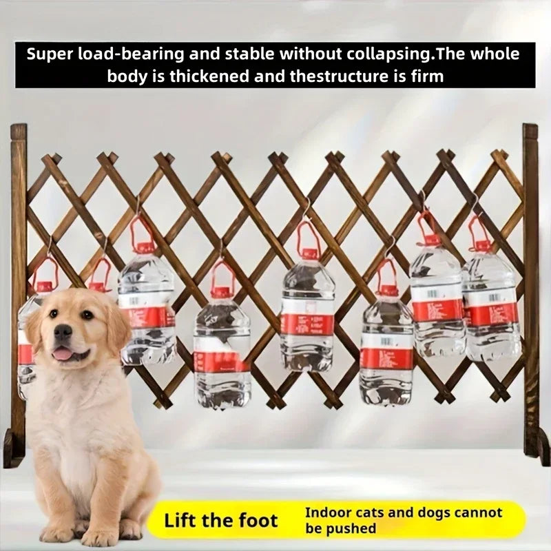 Barrera retráctil de madera para perros y gatos - Fácil instalación, barrera de seguridad interior para el hogar, dormitorio, pasillo y escaleras