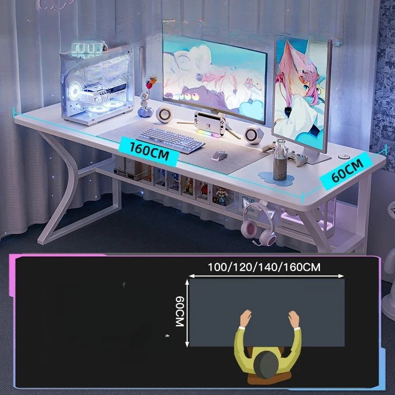 Escritorio de ordenador blanco para juegos Silla Conjunto de oficina en casa Estudio Dormitorio Plegable Simple Ergonómico Moderno Mesa para portátil Muebles
