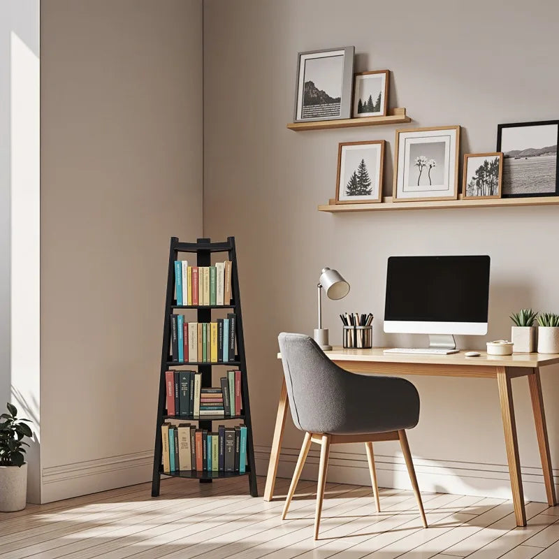 Soporte para plantas tipo escalera, estantería para plantas, balcón esquinero, interior, exterior, que ahorra espacio, moderno, nórdico, de madera y metal, muebles para macetas