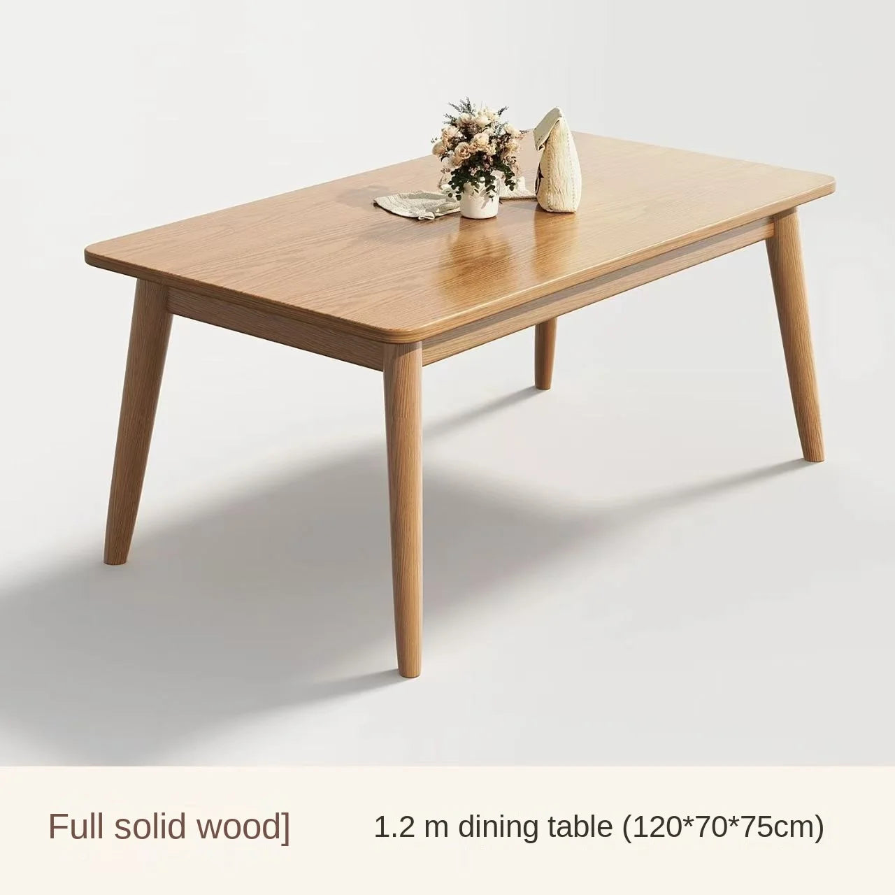 Mesa de comedor de madera maciza moderna, rectangular, estilo japonés, sencilla para apartamento pequeño