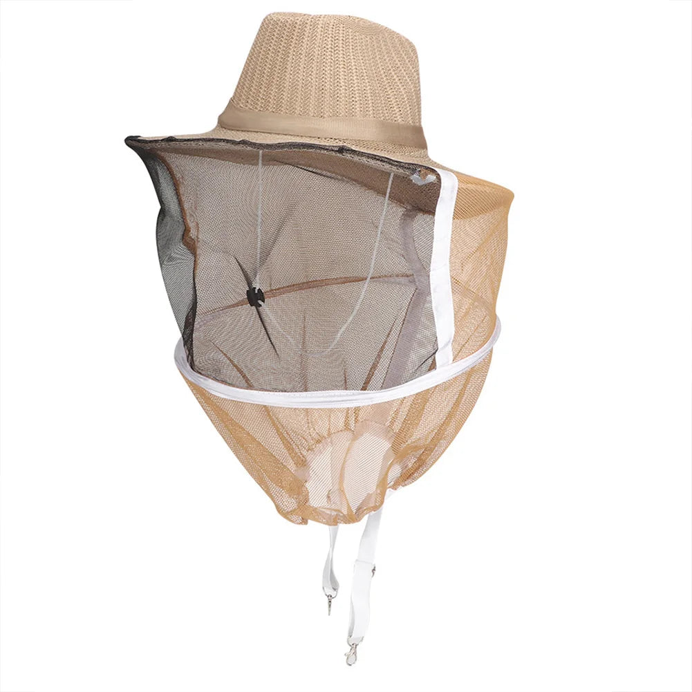Sombrero de vaquero para apicultor, velo de apicultura al aire libre, sombrero de vaquero para apicultor transpirable, velo de apicultura ignífugo, protector de cabeza y cara