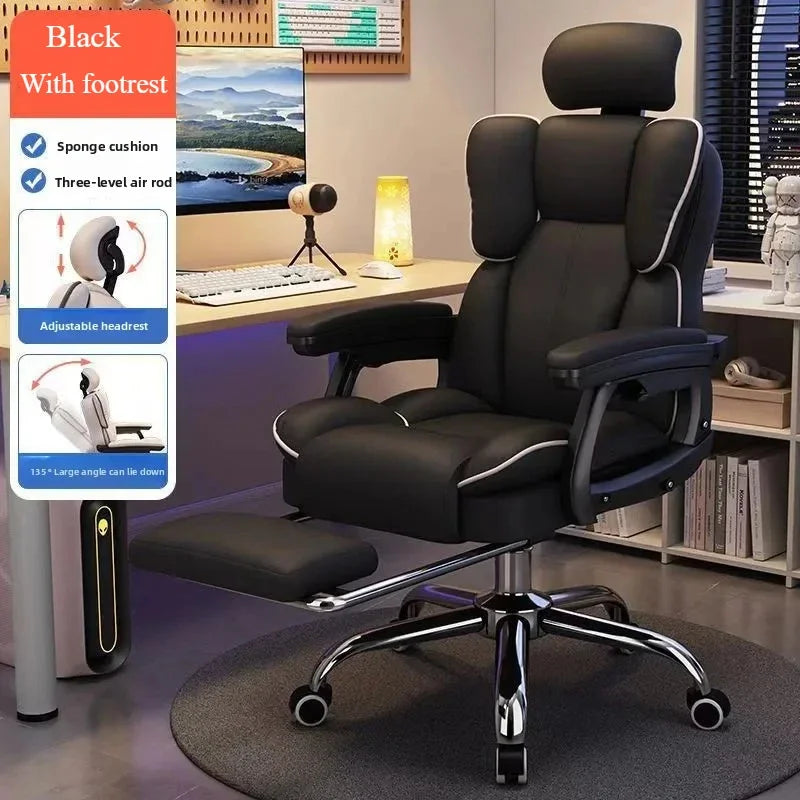 Silla de ordenador reclinable cómoda silla de juego sedentaria respaldo sofá silla de escritorio dormitorio silla giratoria de estudio en vivo muebles