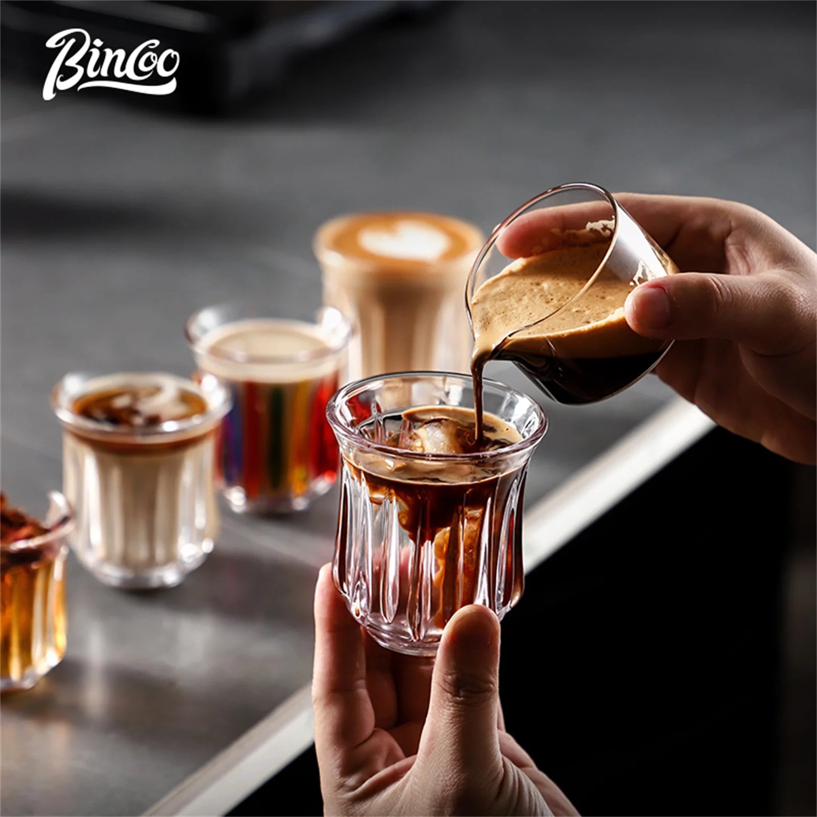 BINCOO 90ml-400ml Taza de Café de Vidrio Vasos para Espresso Cappuccino Latte Taza para Jugo Cócteles Herramientas de Barista para el Hogar y la Cocina