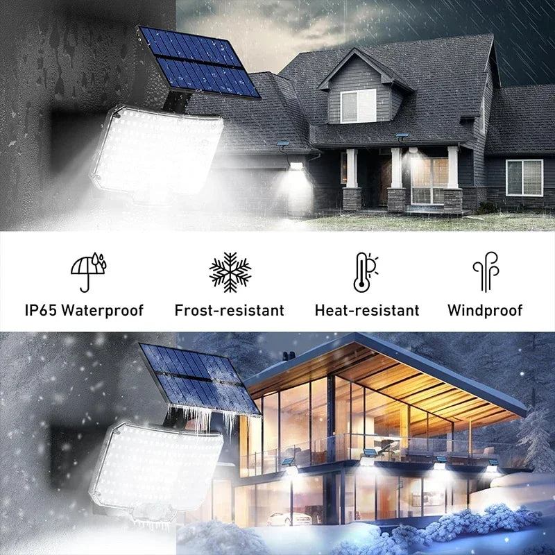 Luz solar exterior superbrillante con sensor de movimiento, lámpara LED de pared para jardín con energía solar fuerte, IP65 resistente al agua, 3 modos de trabajo