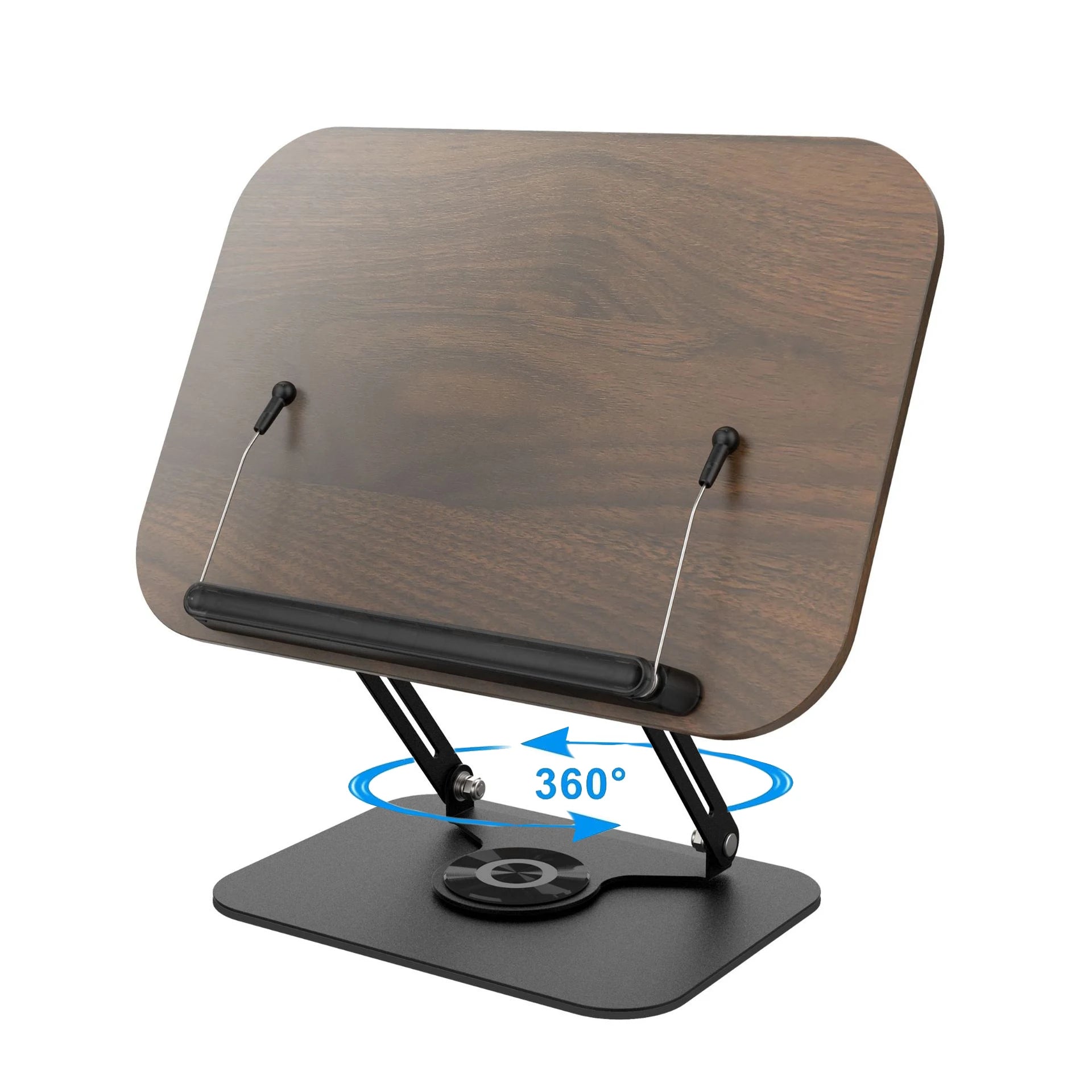 Book Stand for Reading Adjustable Book Holder with 360° Swivel Foldable Cookbook Stand Textbook Stand for Music Scores Recipe