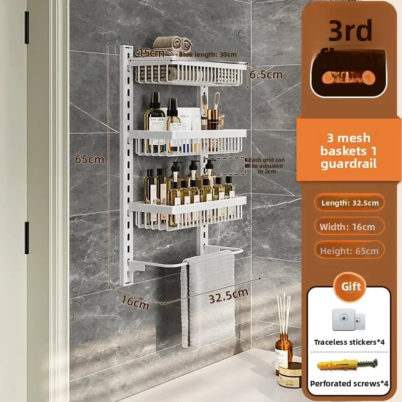 Estante de almacenamiento de especias y condimentos de pared multicapa ajustable para gabinete de cocina, sin perforaciones, para colgar en la pared