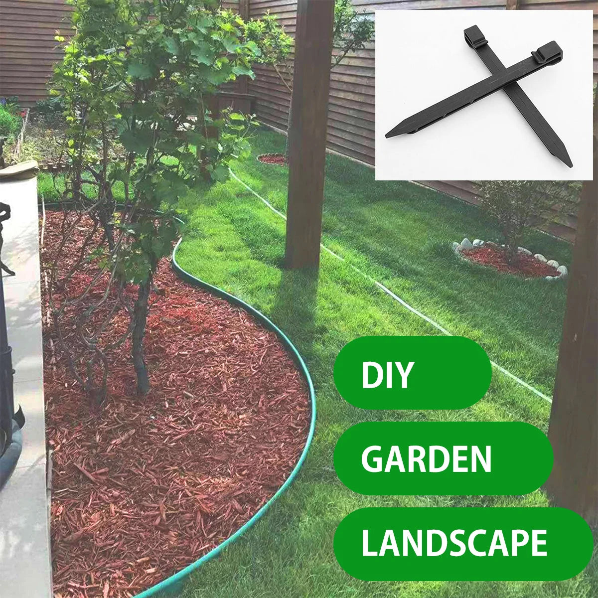 10 unidades de estacas de plástico para cortacésped, estacas para bordes de césped, estacas para paisajismo, estacas para redes de jardín, duraderas