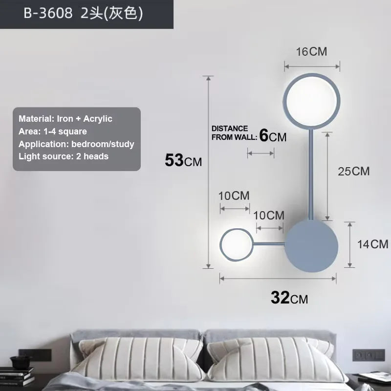 Lámpara de pared moderna nórdica LED, luz de pared minimalista para sala de estar, dormitorio, escalera, decoración del hogar, apliques de pared junto a la cama