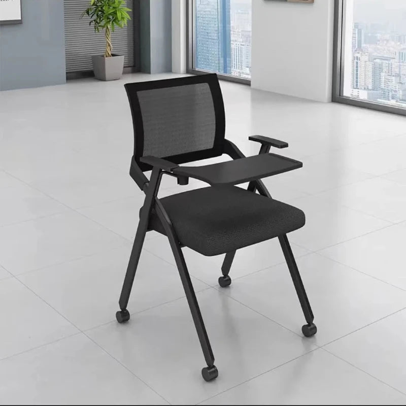 Silla de capacitación plegable con tablero de escritorio, tablero de escritura plegable, sala de reuniones de oficina, mesa y sillas integradas, conferencia