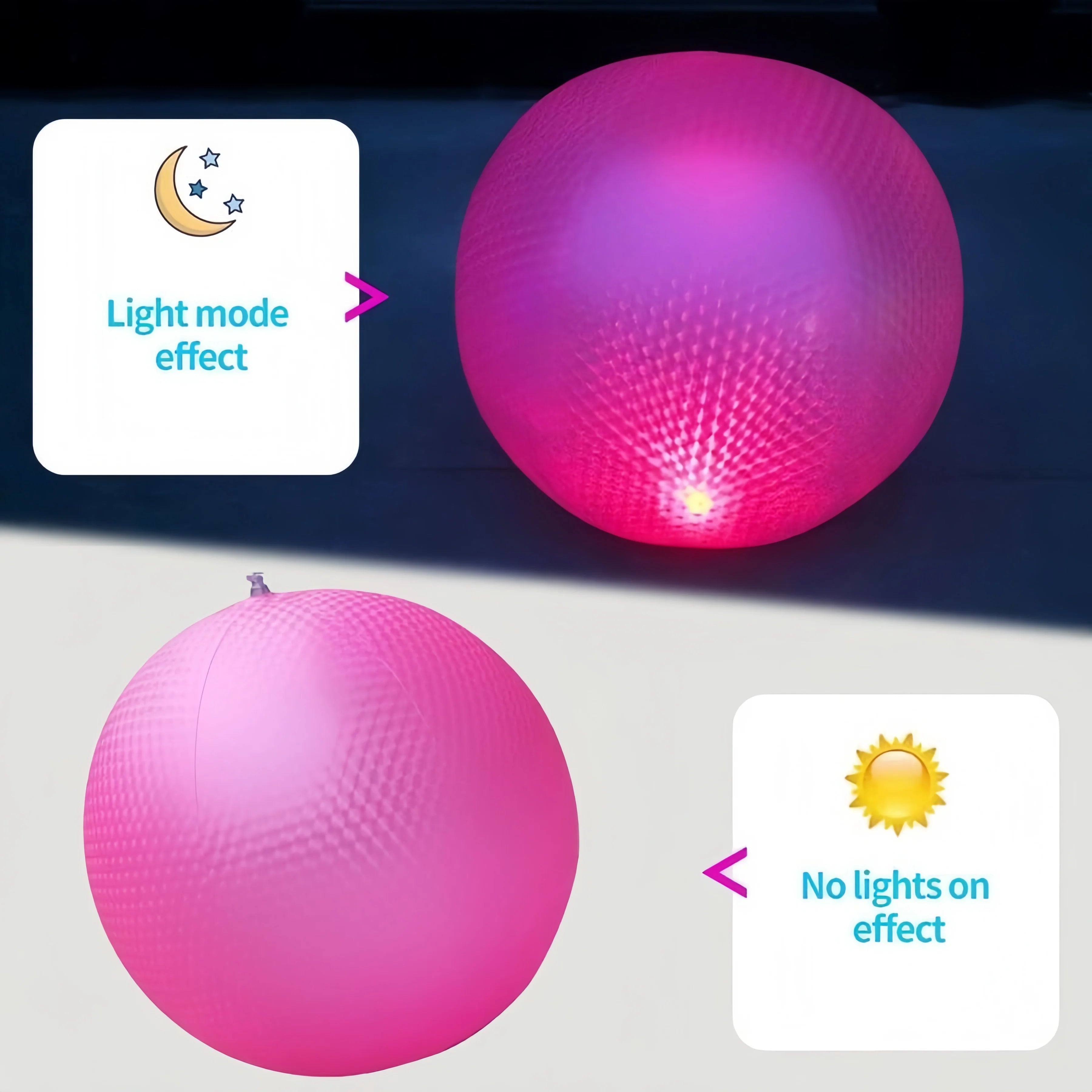 Pelota hinchable de piscina - 1 paquete de pelotas de playa iluminadas con 8 modos de luz, pelotas de juego de piscina y playa para actividades al aire libre o en interiores