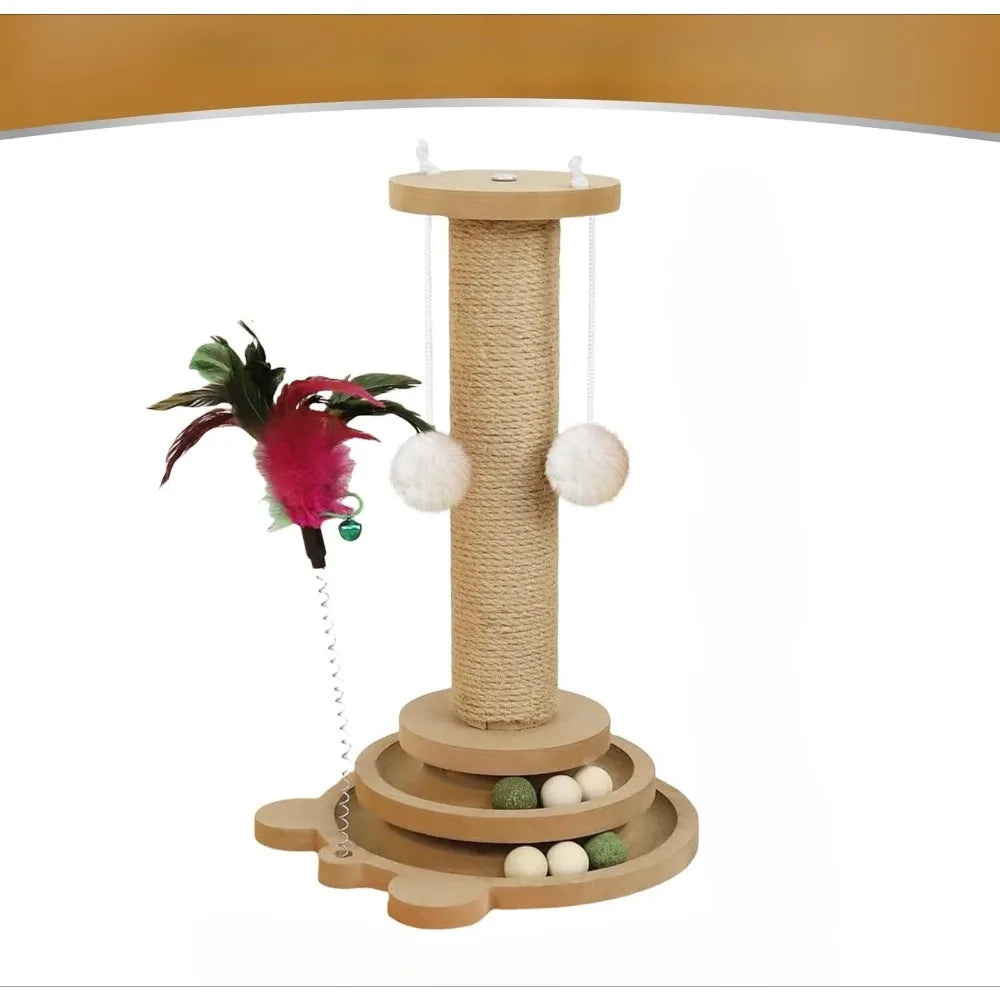 Rascador Alto de Sisal para Gatos con Bola Colgante - Rascador Vertical Premium para Gatos y Gatitos de Interior, Juguete Interactivo Incluido