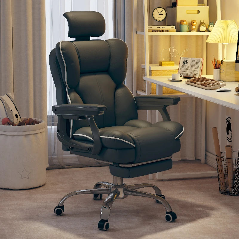 Silla ergonómica de piel sintética para ordenador, silla ejecutiva para juegos, silla de oficina ajustable con respaldo alto, muebles de oficina